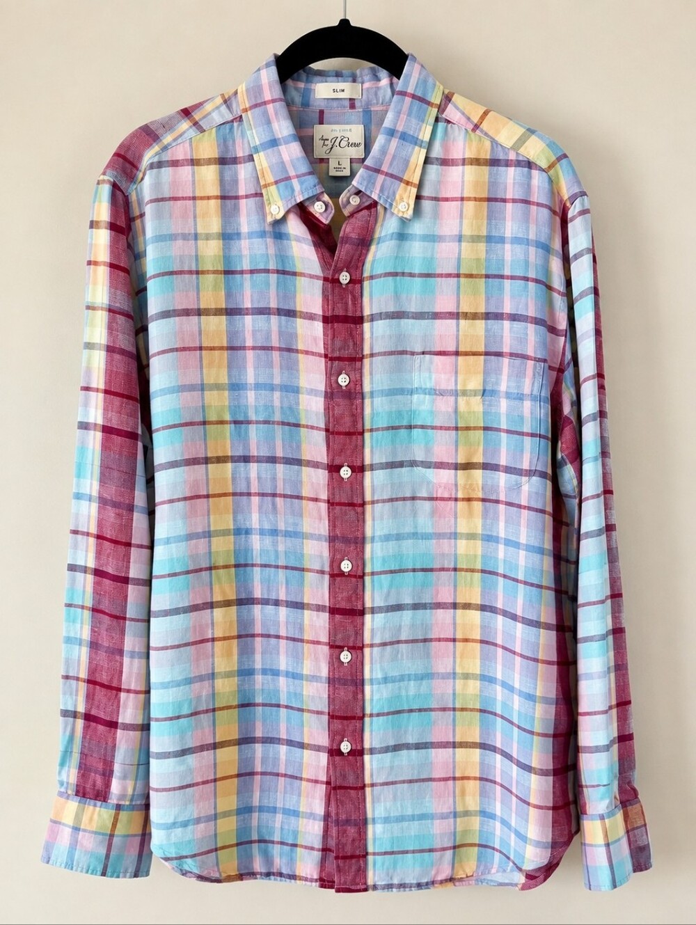J. CREW Men's 100% Premium Irish Linen Slim-Fit Long-Sleeve Shirt